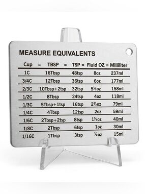 New Stainless Steel Silver Black Measure Equivalents Strong Baking Fridge Magnet